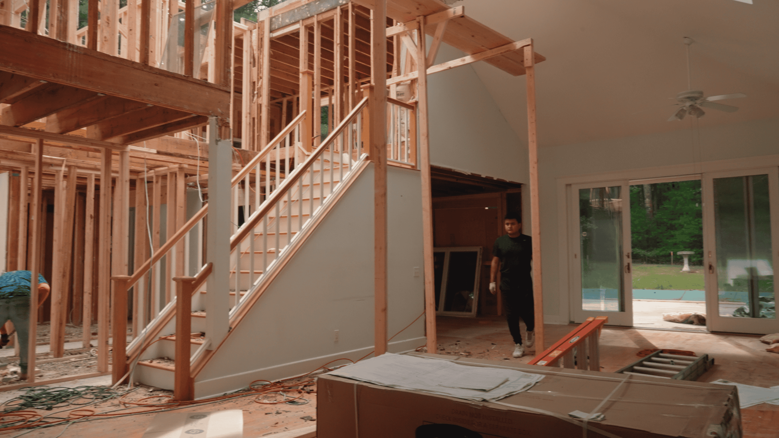 Residential addition framing with clean load path and headers